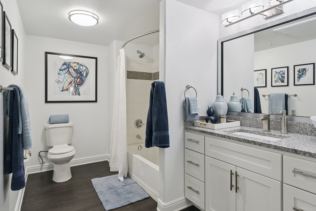A bathroom with a toilet, sink, and a mirror.