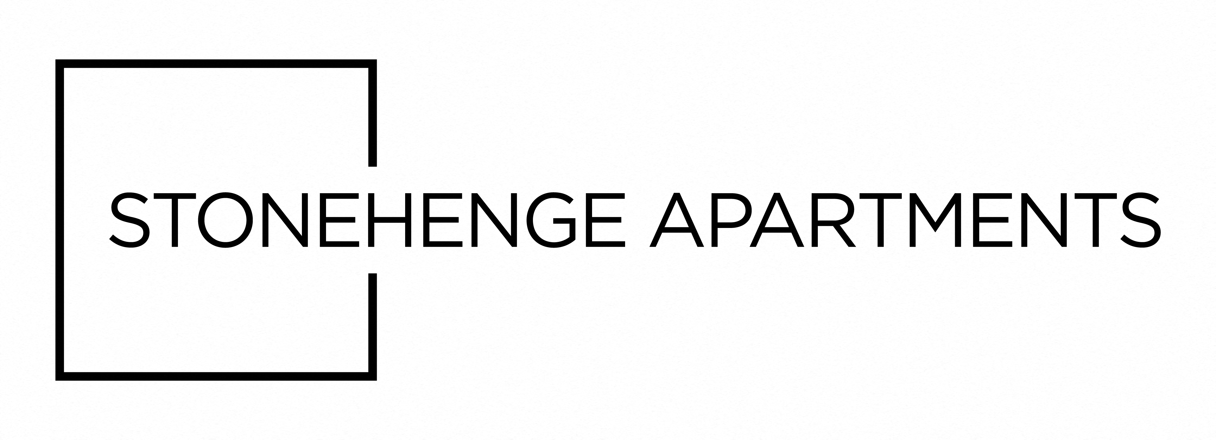 the logo for stonehenge apartments with a rectangle and the words