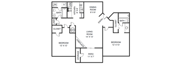 a floor plan of a house with a bedroom and a living room