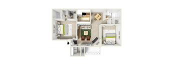 2 Bedroom/2 Bathroom Floor Plan