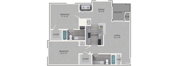 2 Bedroom/2 Bathroom Floor Plan