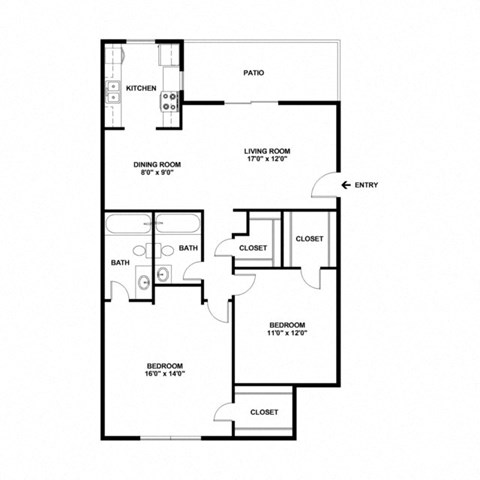 a floor plan of a 1 bedroom floor plan