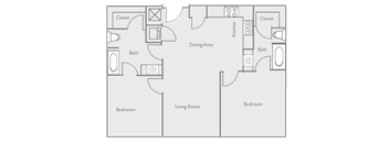 a floor plan of a 1 bedroom apartment
