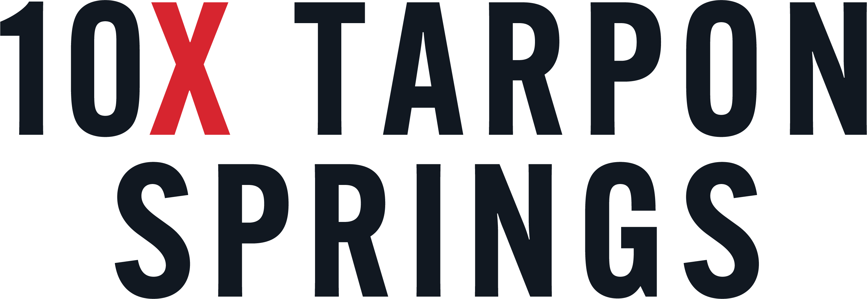 A black background with the words "10 X TARPON SPRINGS" in white and red.