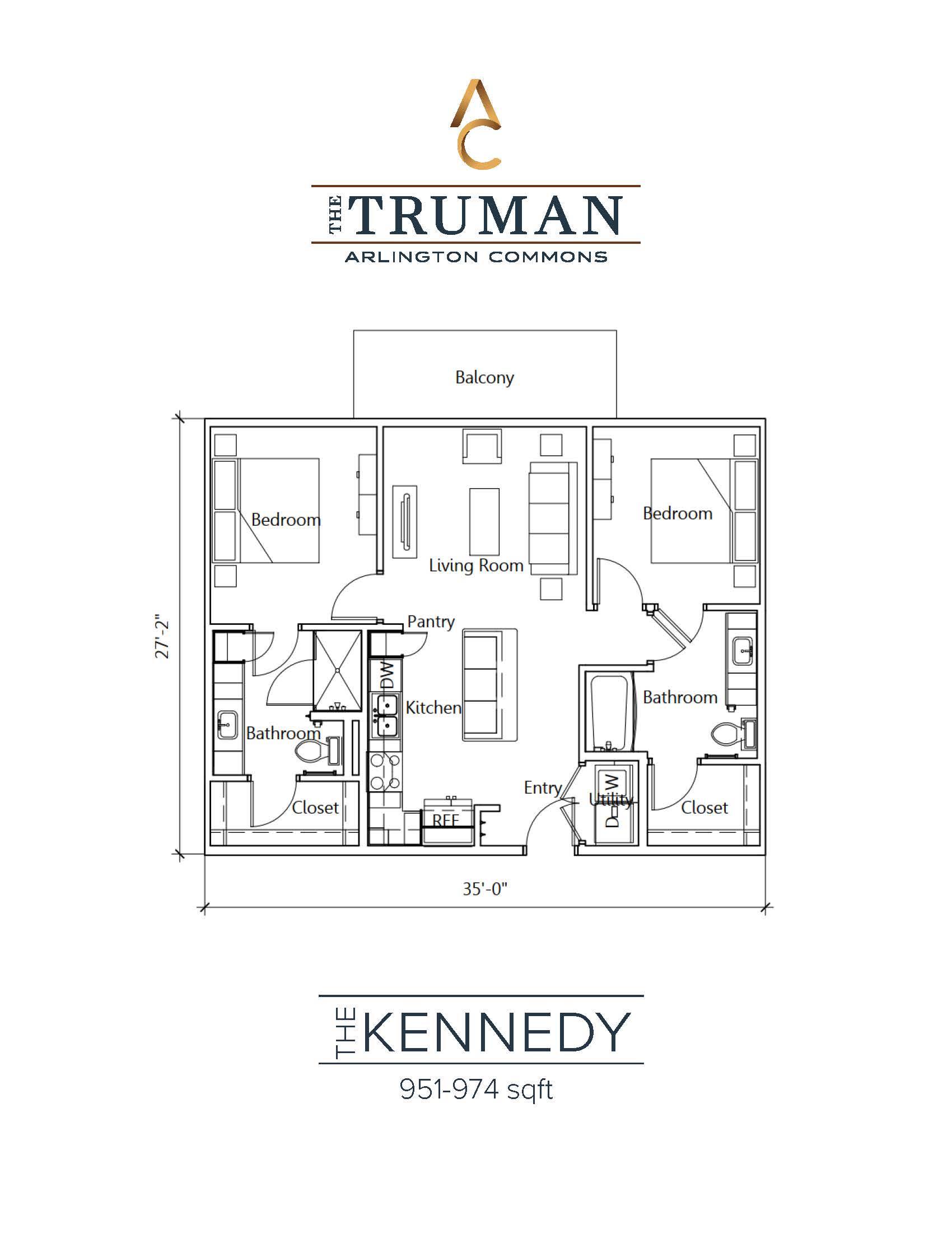 A floor plan for a home by The Truman Arlington Commons.