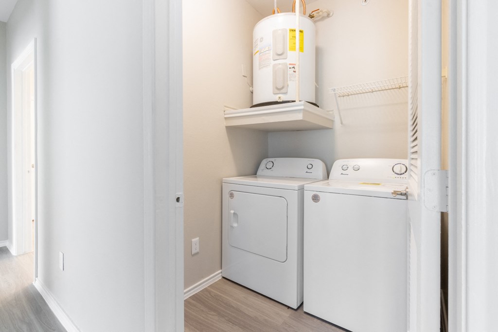 a washer and dryer in a laundry room