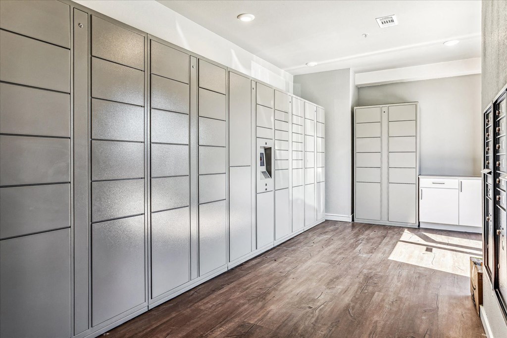 the walk in closet in the master bedroom has plenty of storage