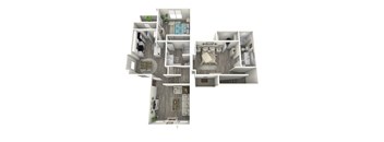 a 3d floor plan of a 555 square foot apartment