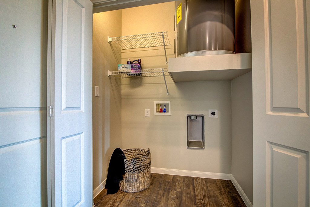 a laundry room with a washer and dryer