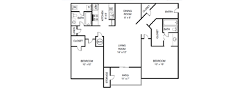 a floor plan of a house with a bedroom and a living room