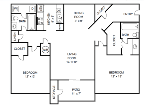 a floor plan of a house with a bedroom and a living room