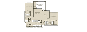 2 Bedroom/2 Bathroom Floor Plan