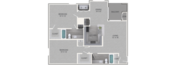 2 Bedroom/2 Bathroom Floor Plan