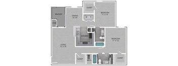 2 Bedroom/2 Bathroom Floor Plan