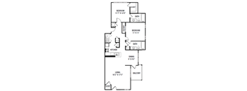 a floor plan of a small house with a kitchen and a living room