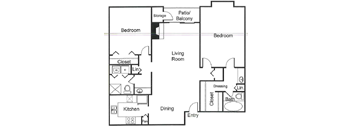 a floor plan of a living room and a dining room