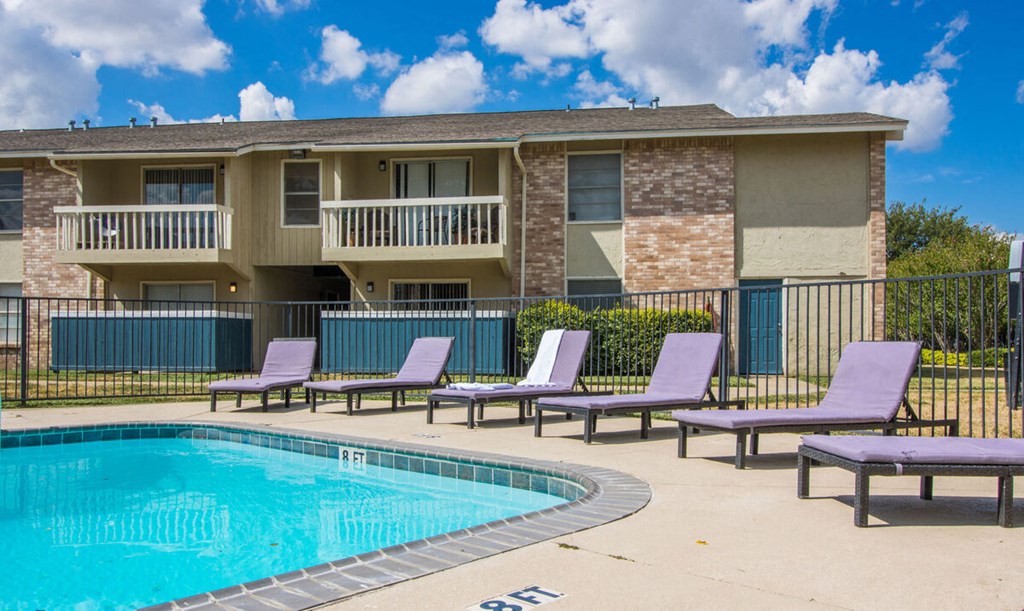 our apartments have a pool and lounge chairs