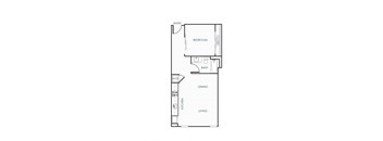 A floor plan of a house with a living room, dining room, kitchen, and bathroom.