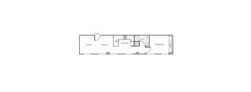 A floor plan of a house with a living room, dining room, kitchen, and bedroom.