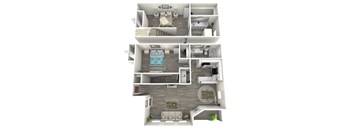 a 3d rendering of our 1 bedroom apartment at princeton court apartments in dallas