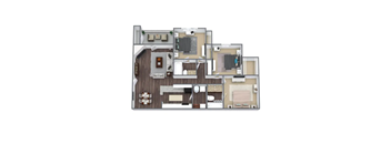 a bedroom with a bed and a chair in a room