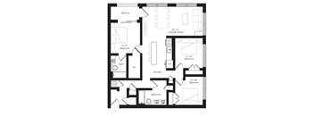 a floor plan of a unit with a bedroom and a living room