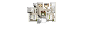 a furnished floor plan of a two bedroom apartment