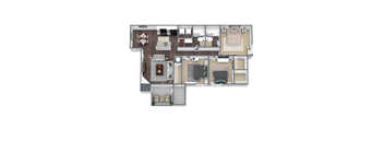 a bedroom with a bed and a chair in a room