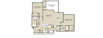 2 Bedroom/2 Bathroom Floor Plan