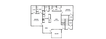 a floor plan of a home with two bedrooms and two bathrooms