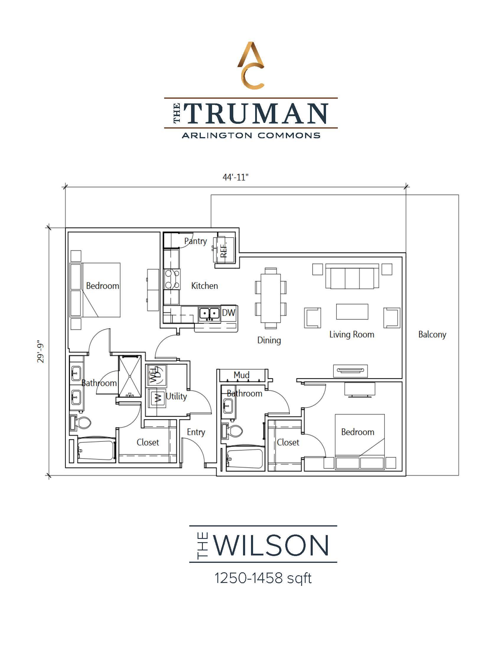 A floor plan for a home by The Truman Arlington Commons.