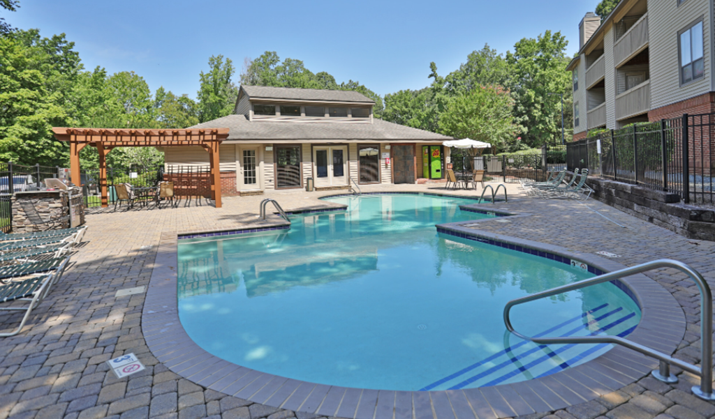 our apartments have a resort style pool and patio