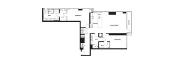 a floor plan of a home with a bedroom and a living room