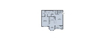a floor plan of a studio apartment with a bedroom and a living room