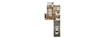 A car is parked in a garage.