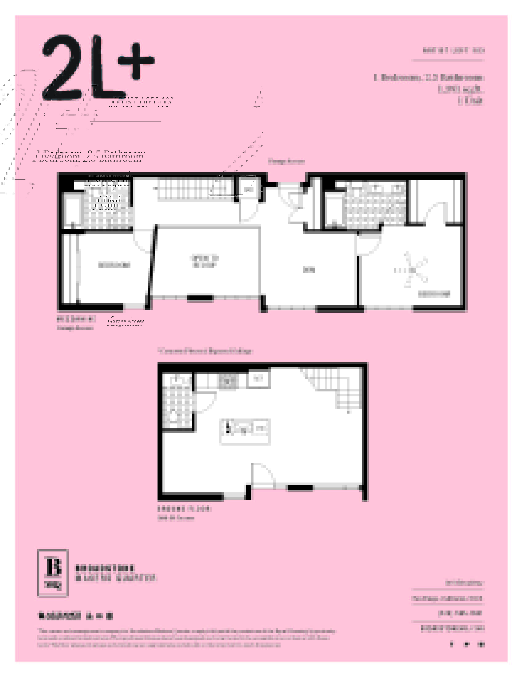 A floor plan for a 2L+ apartment with 1 bedroom and 2.5 bathrooms.