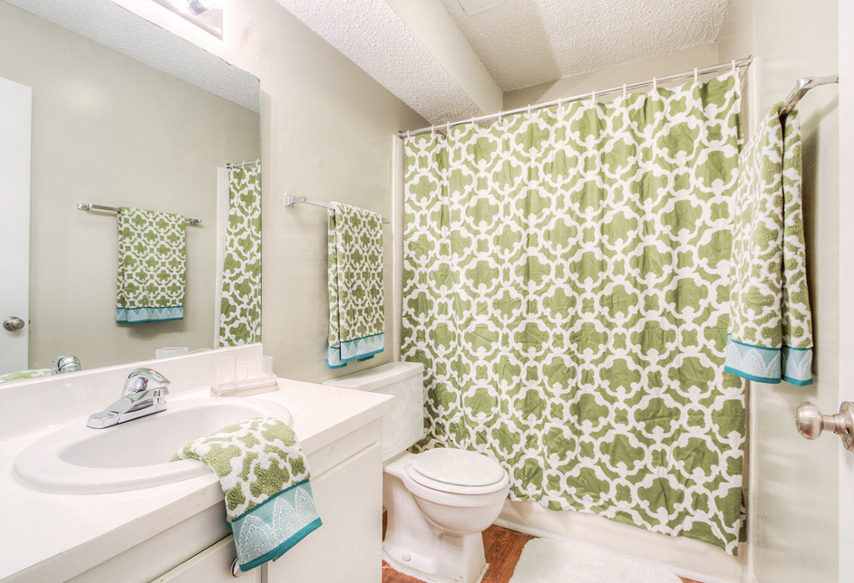 a bathroom with a sink and a toilet and a shower