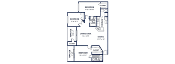 a floor plan of a house with bedrooms and a living area and a dining room