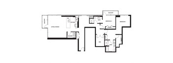a floor plan of a house with various rooms and a staircase