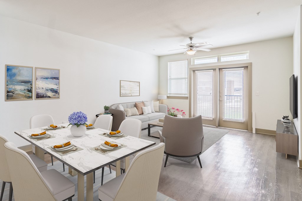 the living room and dining area in slipway 19, a self catering holiday home in rock