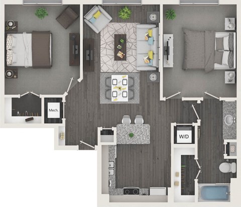 a 2103 sq ft floor plan with a bedroom and a living room
