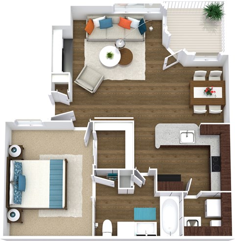 a floor plan of a 1 bedroom apartment