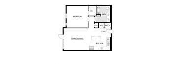 a floor plan of a home with a bedroom and a living room