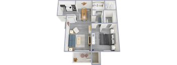 a birdseye view of our 1 bedroom apartment at university gardens