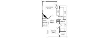 a floor plan of a small house with a kitchen and a living room