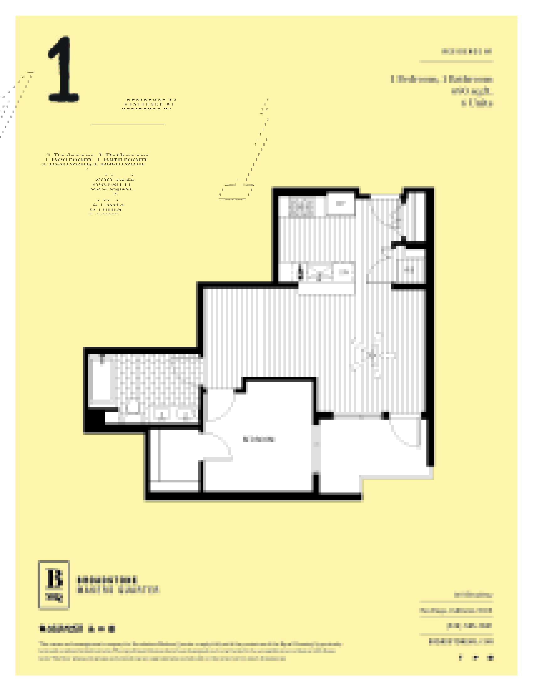 A floor plan for a residence at 1 Bedroom, 1 Bathroom, 690 sq.ft.