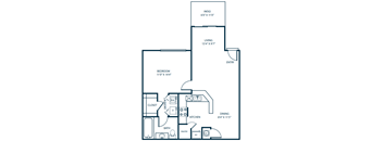 a floor plan of a house with a bedroom and a living room