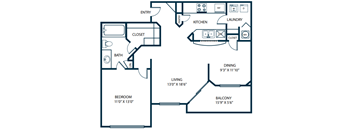 a floor plan of a house with a bedroom and a living room