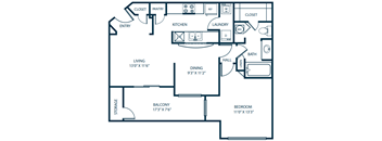 a floor plan of a house with a kitchen and a living room