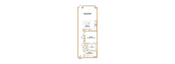 A floor plan of a room with an entertaining area and a bathroom.